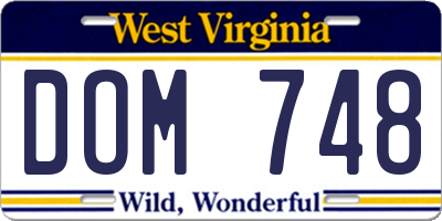 WV license plate DOM748
