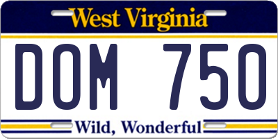 WV license plate DOM750