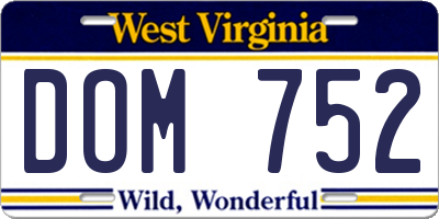 WV license plate DOM752