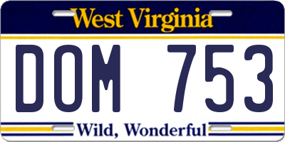 WV license plate DOM753
