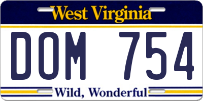 WV license plate DOM754