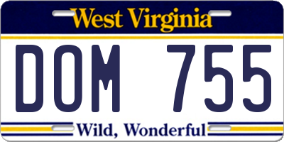 WV license plate DOM755