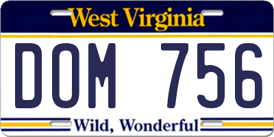 WV license plate DOM756