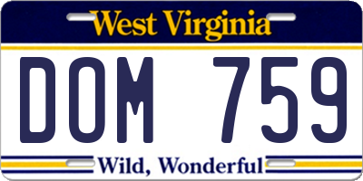 WV license plate DOM759