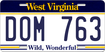 WV license plate DOM763