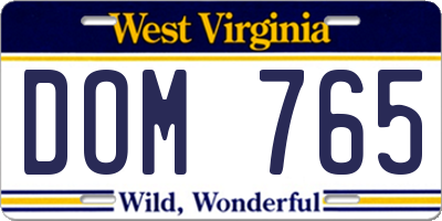 WV license plate DOM765