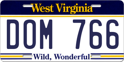 WV license plate DOM766