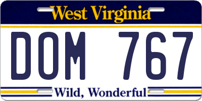 WV license plate DOM767
