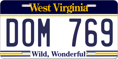 WV license plate DOM769