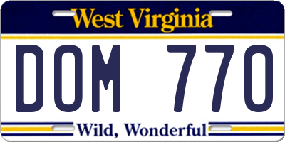 WV license plate DOM770