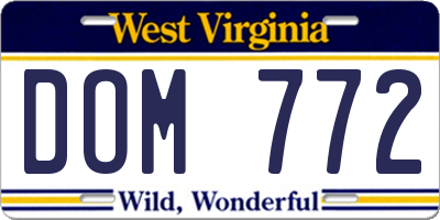 WV license plate DOM772