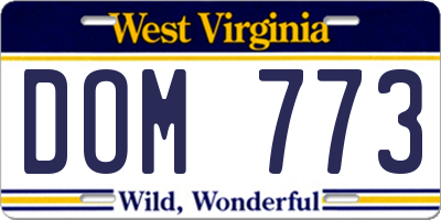 WV license plate DOM773
