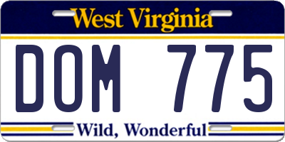 WV license plate DOM775