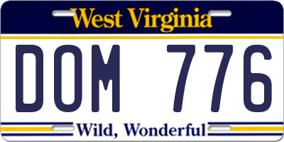 WV license plate DOM776