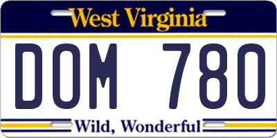 WV license plate DOM780