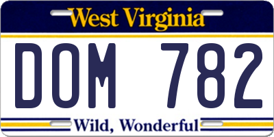 WV license plate DOM782