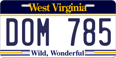 WV license plate DOM785