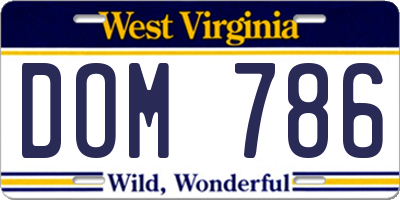 WV license plate DOM786