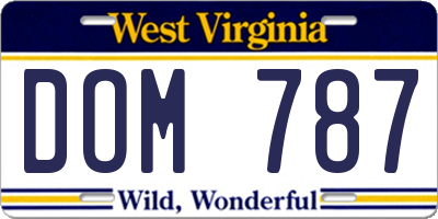 WV license plate DOM787