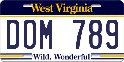 WV license plate DOM789