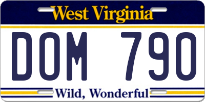 WV license plate DOM790