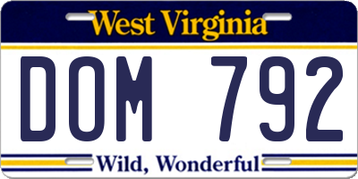 WV license plate DOM792