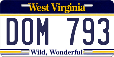 WV license plate DOM793