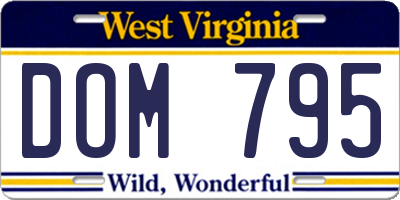 WV license plate DOM795