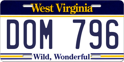 WV license plate DOM796