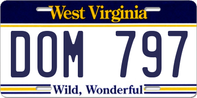 WV license plate DOM797