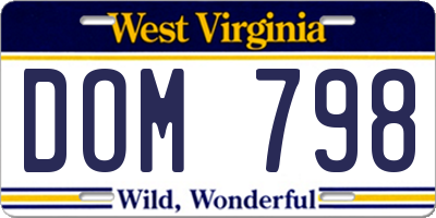 WV license plate DOM798