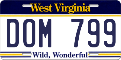 WV license plate DOM799