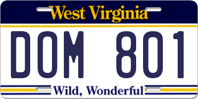 WV license plate DOM801