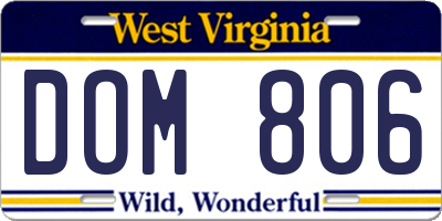 WV license plate DOM806