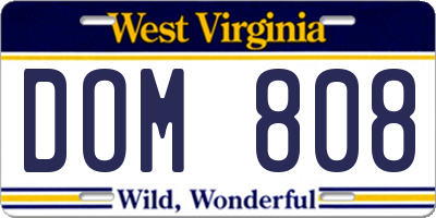 WV license plate DOM808