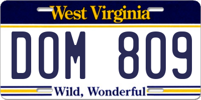 WV license plate DOM809