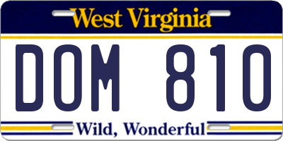 WV license plate DOM810