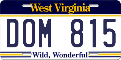 WV license plate DOM815