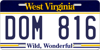 WV license plate DOM816