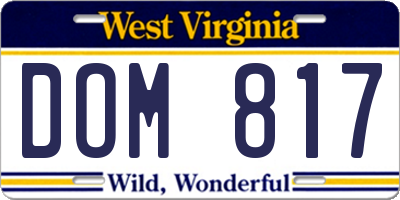 WV license plate DOM817