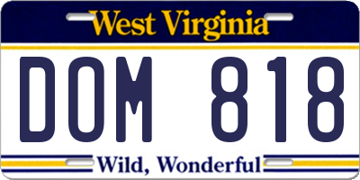 WV license plate DOM818