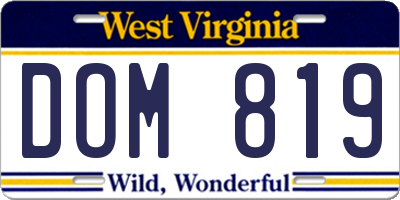 WV license plate DOM819