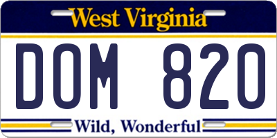 WV license plate DOM820
