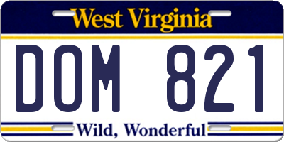 WV license plate DOM821
