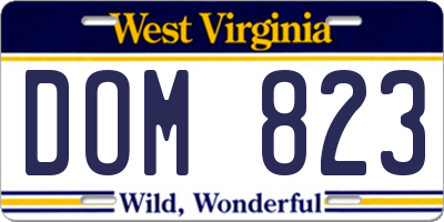 WV license plate DOM823