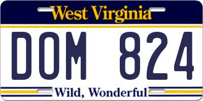 WV license plate DOM824