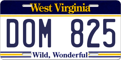 WV license plate DOM825