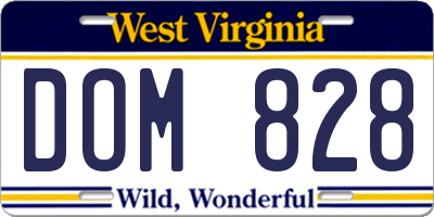 WV license plate DOM828