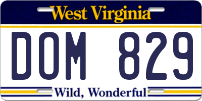 WV license plate DOM829