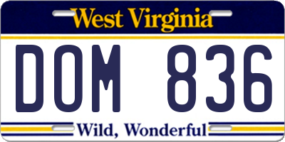 WV license plate DOM836